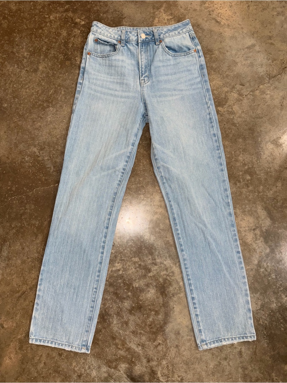 Sincerely Jules Size 26 Light Wash Herringbone Straight Leg Jeans High Rise